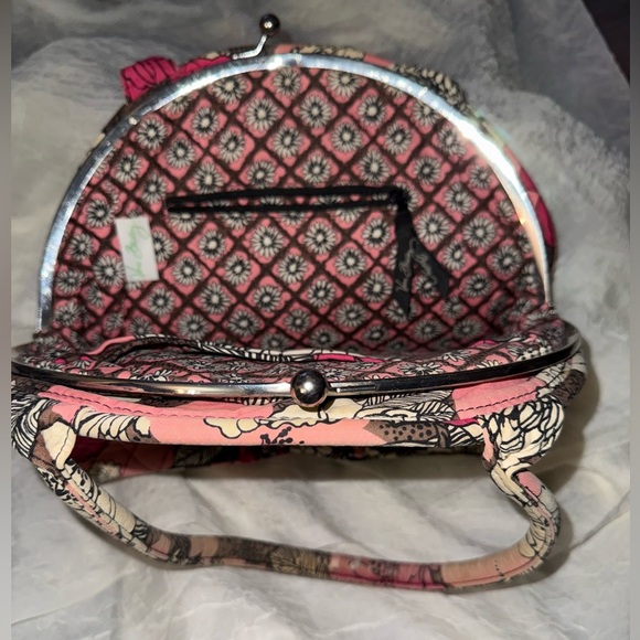 VTG Retired Vera Bradley Mocha Rouge Eloise Clam Shell Kiss Lock Purse - Picture 7 of 9